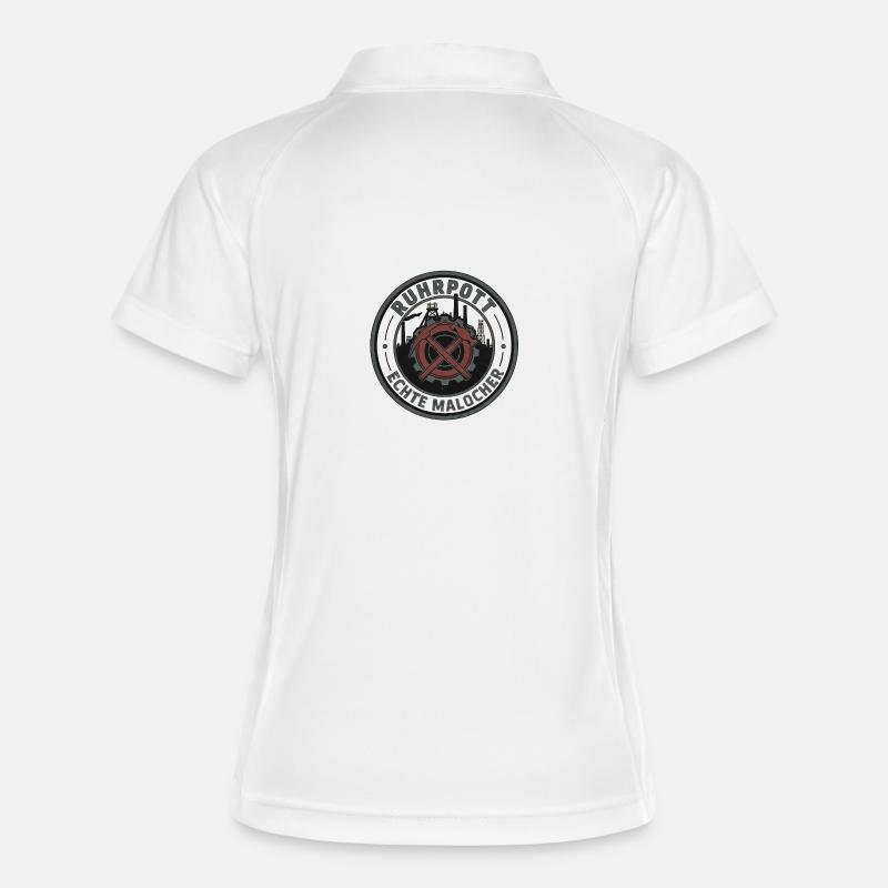Ruhrpott Real Malocher Patch - Women's Polo breathable - white/navy