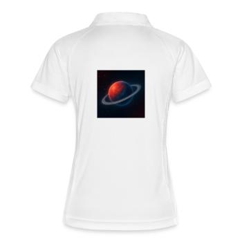Red PlanetBlue mit Ringen - Frauen Polo atmungsaktiv - Weiß/Navy - Hinten