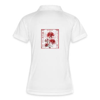 Japan Blume Rote Lilie  - Frauen Polo atmungsaktiv - Weiß/Navy - Hinten
