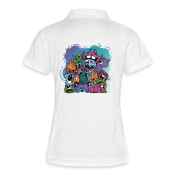 Monster fantasy doodle art drawing characters - Women's Polo breathable - white/navy - Back