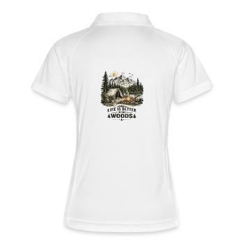 Life Is Better In The Woods | Camping 2.0 - Frauen Polo atmungsaktiv - Weiß/Navy - Hinten