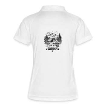 Life Is Better In The Woods | Camping - Frauen Polo atmungsaktiv - Weiß/Navy - Hinten