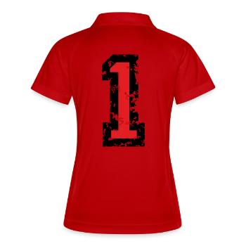 Le numéro une- No. 1 (deux couleurs) rouge - Polo respirant Femme - blanc/marine - Dos