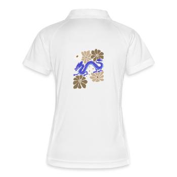 Blumenblauer Drache - Frauen Polo atmungsaktiv - Weiß/Navy - Hinten