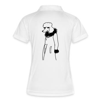Cooler Pudel - Frauen Polo atmungsaktiv - Weiß/Navy - Hinten