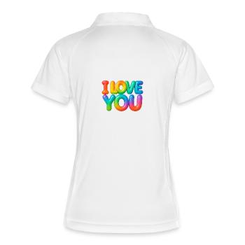 I love you - Frauen Polo atmungsaktiv - Weiß/Navy - Hinten