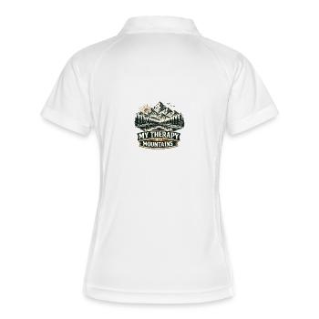My Therapy Has Mountains | Hiking Design - Frauen Polo atmungsaktiv - Weiß/Navy - Hinten