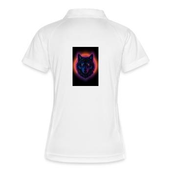 Neon Wolf auf Orange Circle - Frauen Polo atmungsaktiv - Weiß/Navy - Hinten