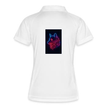 Regenbogen-Neon-Wolf - Frauen Polo atmungsaktiv - Weiß/Navy - Hinten