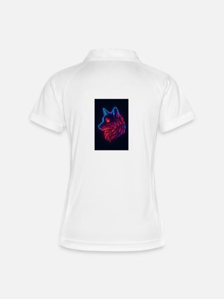 Rainbow Neon Wolf - Women's Polo breathable - white/navy