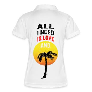 ALL I NEED IS LOVE AND ganze Palme - Frauen Polo atmungsaktiv - Weiß/Navy - Hinten