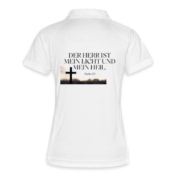 Glaube Licht Heil Psalm 27:1 - Frauen Polo atmungsaktiv - Weiß/Navy - Hinten