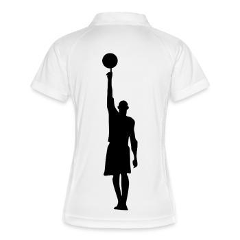 Basketball Silhouette Premium Sweatshirt - Frauen Polo atmungsaktiv - Weiß/Navy - Hinten