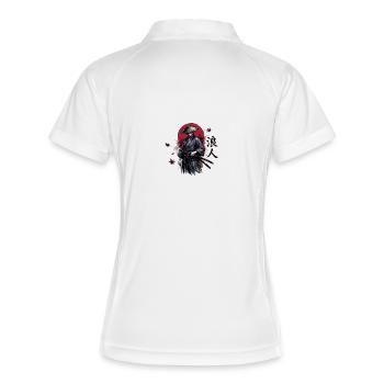 Schattensamurai im Herbstrot - Frauen Polo atmungsaktiv - Weiß/Navy - Hinten