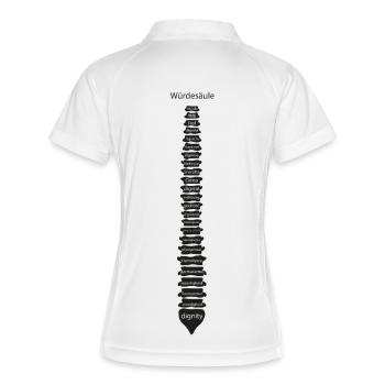 Würdesäule - Wirbelsäule, diverse Sprachen - Frauen Polo atmungsaktiv - Weiß/Navy - Hinten