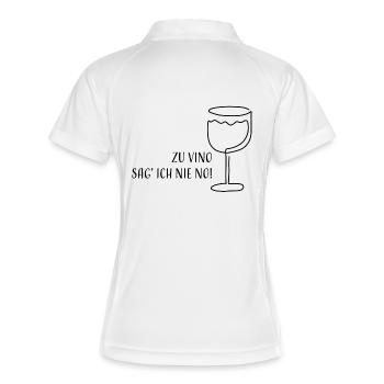 Zu Vino sag' ich nie No! | Weinglas Skizze Spruch - Frauen Polo atmungsaktiv - Weiß/Navy - Hinten