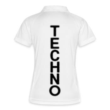 Y2K Techno-Linie, minimalistisches Design Rave Festival - Frauen Polo atmungsaktiv - Weiß/Navy - Hinten