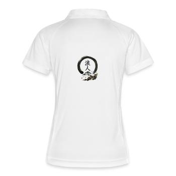 Ronin im Enso-Kreis - Frauen Polo atmungsaktiv - Weiß/Navy - Hinten