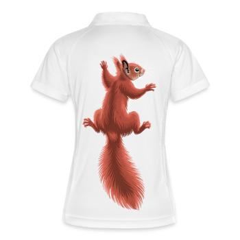 Süßes kletterndes rotes Eichhörnchen - Frauen Polo atmungsaktiv - Weiß/Navy - Hinten