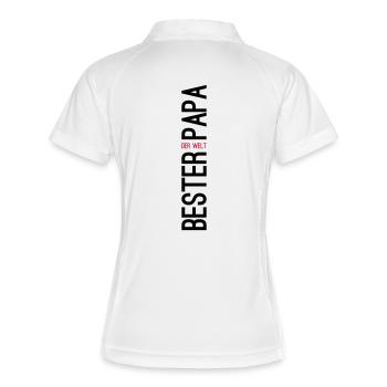 Bester Papa der Welt Geschenk - Frauen Polo atmungsaktiv - Weiß/Navy - Hinten