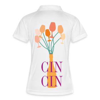 Aperitif Typografie - Frauen Polo atmungsaktiv - Weiß/Navy - Hinten