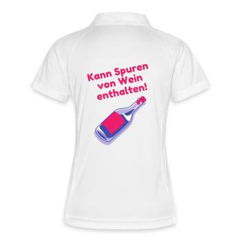 Kann Spuren von Wein enthalten | Lustige Sprüche - Frauen Polo atmungsaktiv - Weiß/Navy - Hinten