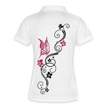 Tribal Butterfly Flower Ornament - Women's Polo breathable - white/navy - Back