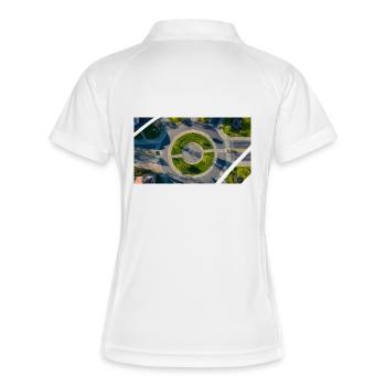 Vue aérienne Cercle rond Accents verts - Polo respirant Femme - blanc/marine - Dos