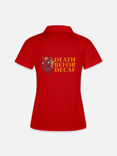 Death before Decaf: Flames Skull - Women's Polo breathable - white/navy