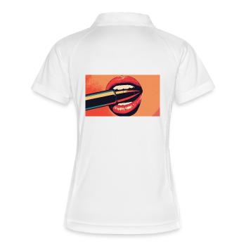 Lippen PopArt Kuss - Frauen Polo atmungsaktiv - Weiß/Navy - Hinten