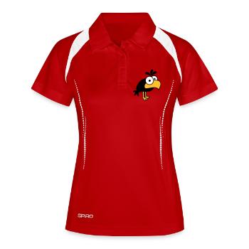 corbeau bande dessinée oiseau se tient debout peeps humour de dessin animé drôle - Polo respirant Femme - rouge/blanc - Devant