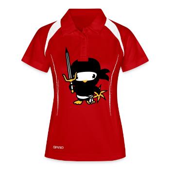 Oiseau Ninja Combattant Assassin Épée Ninja Star - Polo respirant Femme - rouge/blanc - Devant