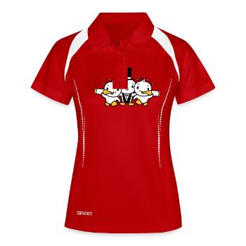 3 oiseaux équipe trois amis marié fête mari - Polo respirant Femme - rouge/blanc - Devant