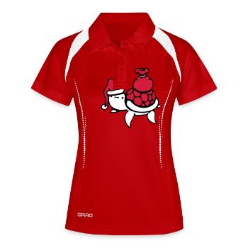 Tortue d’eau Père Noël Noël mignon - Polo respirant Femme - rouge/blanc - Devant