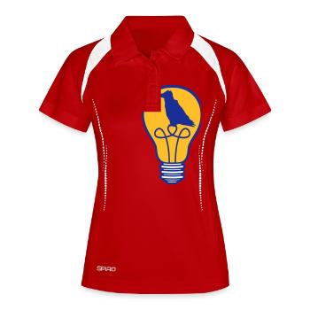 Oiseau assis dans l’ampoule lampe corbeau perroquet corbeau - Polo respirant Femme - rouge/blanc - Devant