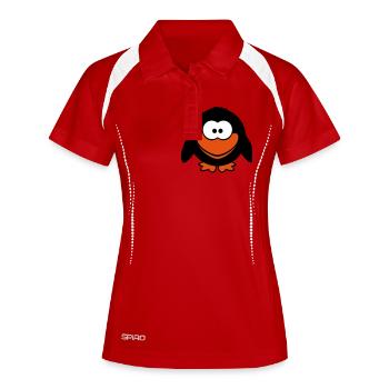 corbeau bande dessinée oiseau se tient debout peeps humour de dessin animé drôle - Polo respirant Femme - rouge/blanc - Devant