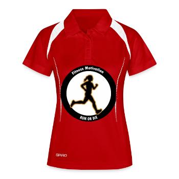 Course Silhouette de la course ou La Motivation - Polo respirant Femme - rouge/blanc - Devant