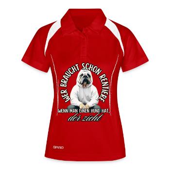 Hund zieht mehr als Rentner - Frauen Polo atmungsaktiv - Rot/Weiß - Vorne
