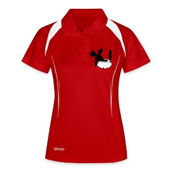 petit ange est assis sur les nuages. - Polo respirant Femme - rouge/blanc - Devant