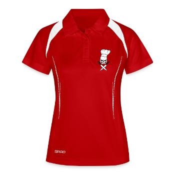 Tête de mort cuisinier - Polo respirant Femme - rouge/blanc - Devant