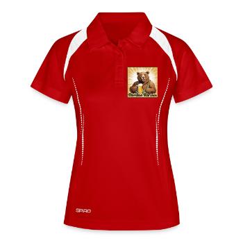 Bierchen Bärchen - Frauen Polo atmungsaktiv - Rot/Weiß - Vorne