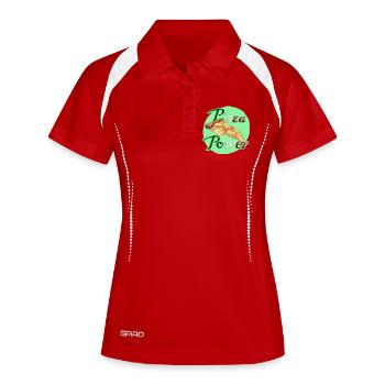Pizza Power Super Powers Energy Slice UK - Frauen Polo atmungsaktiv - Rot/Weiß - Vorne