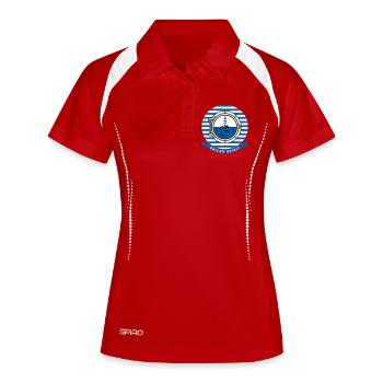 Illustration de Phare Maritime en Style Nautique - Polo respirant Femme - rouge/blanc - Devant