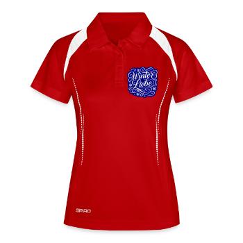 Winter Liebe Herz Winterlich - Frauen Polo atmungsaktiv - Rot/Weiß - Vorne