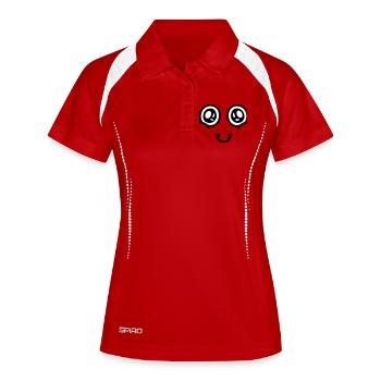 Head in the Clouds - Frauen Polo atmungsaktiv - Rot/Weiß - Vorne