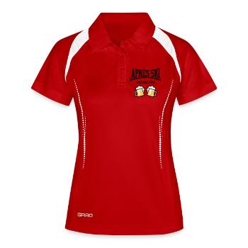Après-Ski Instructor (Bier Apres Ski Konkav POS3C) - Frauen Polo atmungsaktiv - Rot/Weiß - Vorne
