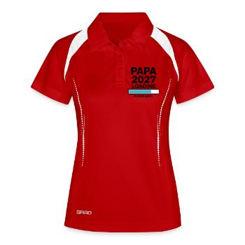 Papa 2027 lädt - Frauen Polo atmungsaktiv - Rot/Weiß - Vorne