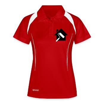Maler Haus Farbrolle Motiv - Frauen Polo atmungsaktiv - Rot/Weiß - Vorne