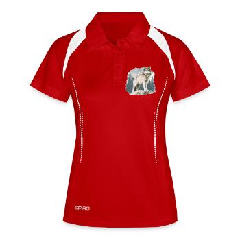 Wolf Vintage - Frauen Polo atmungsaktiv - Rot/Weiß - Vorne