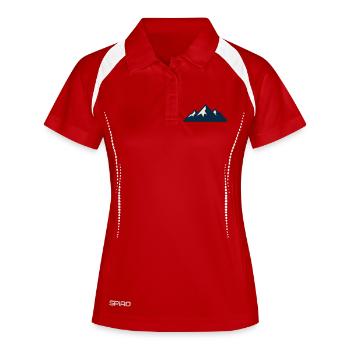 Gebirge Berge Silhouette - Frauen Polo atmungsaktiv - Rot/Weiß - Vorne